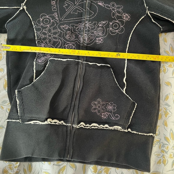 Roxy Black/Pink Embroidered Logo Full Zip Up - Picture 4 of 5